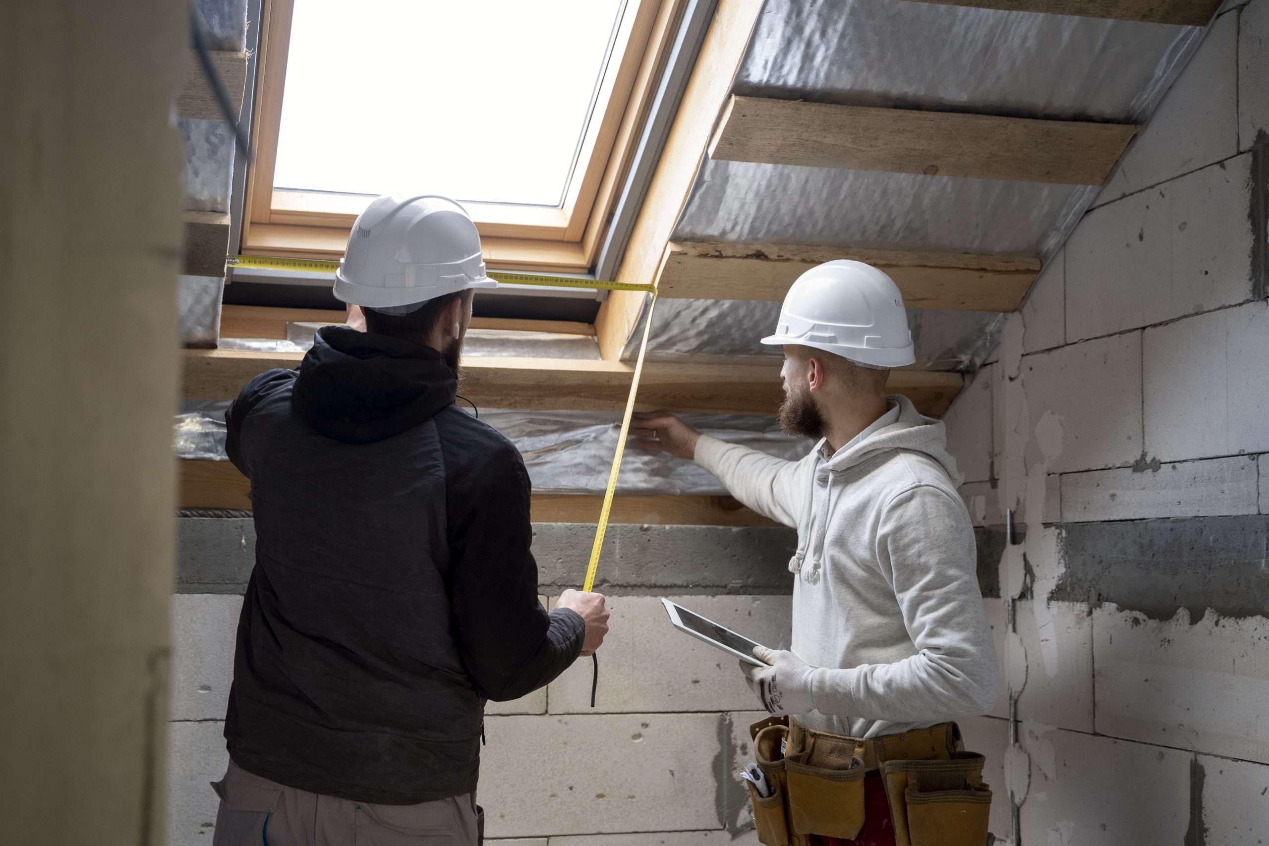 Medium shot people working with helmets
