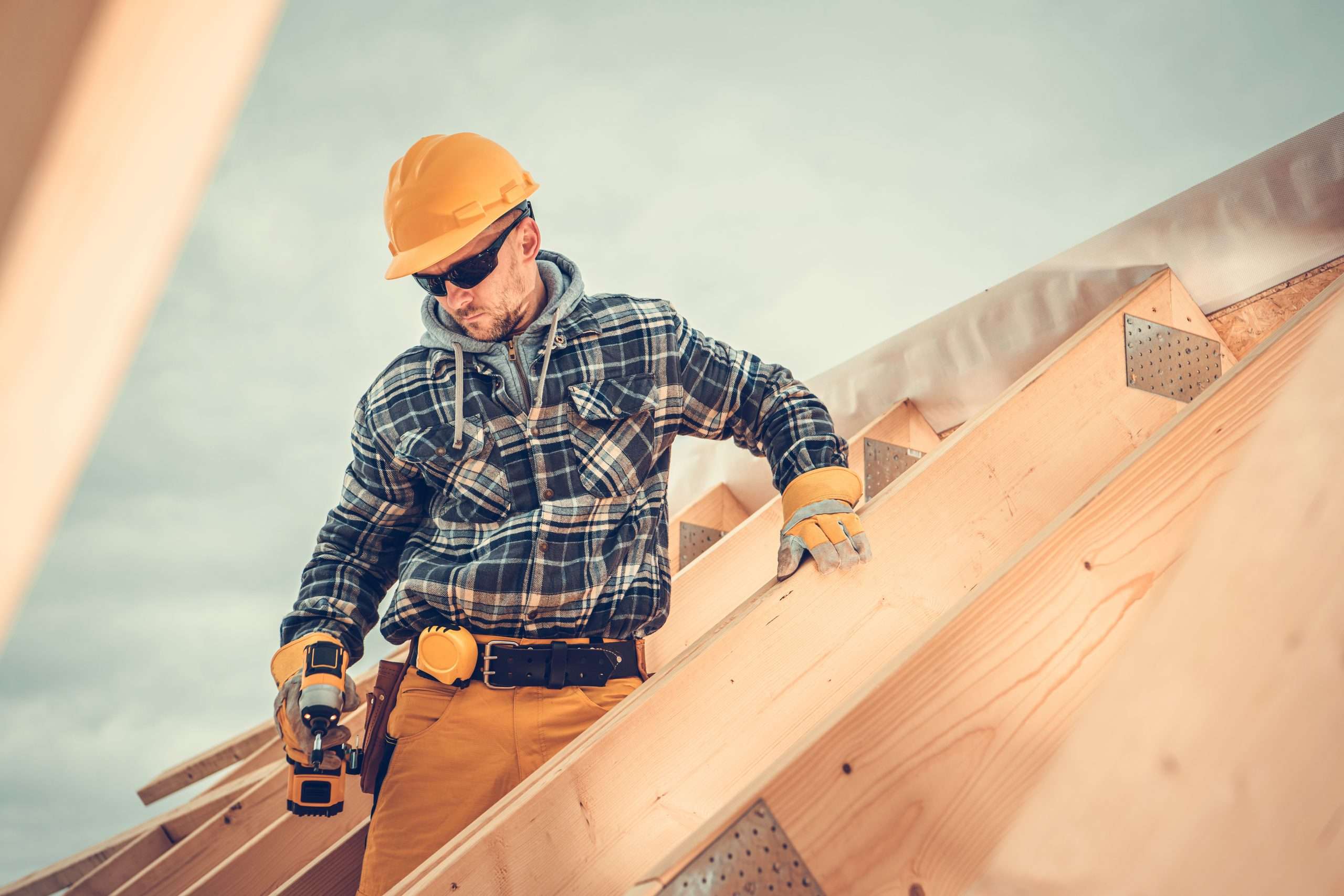 Wooden House Roof Skeleton Frame Assembly by Professional Constr